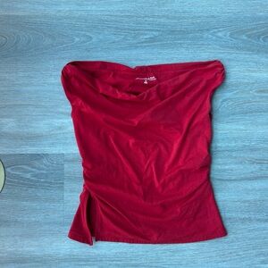 Abercrombie & Fitch Asymmetrical Slit Top in Red